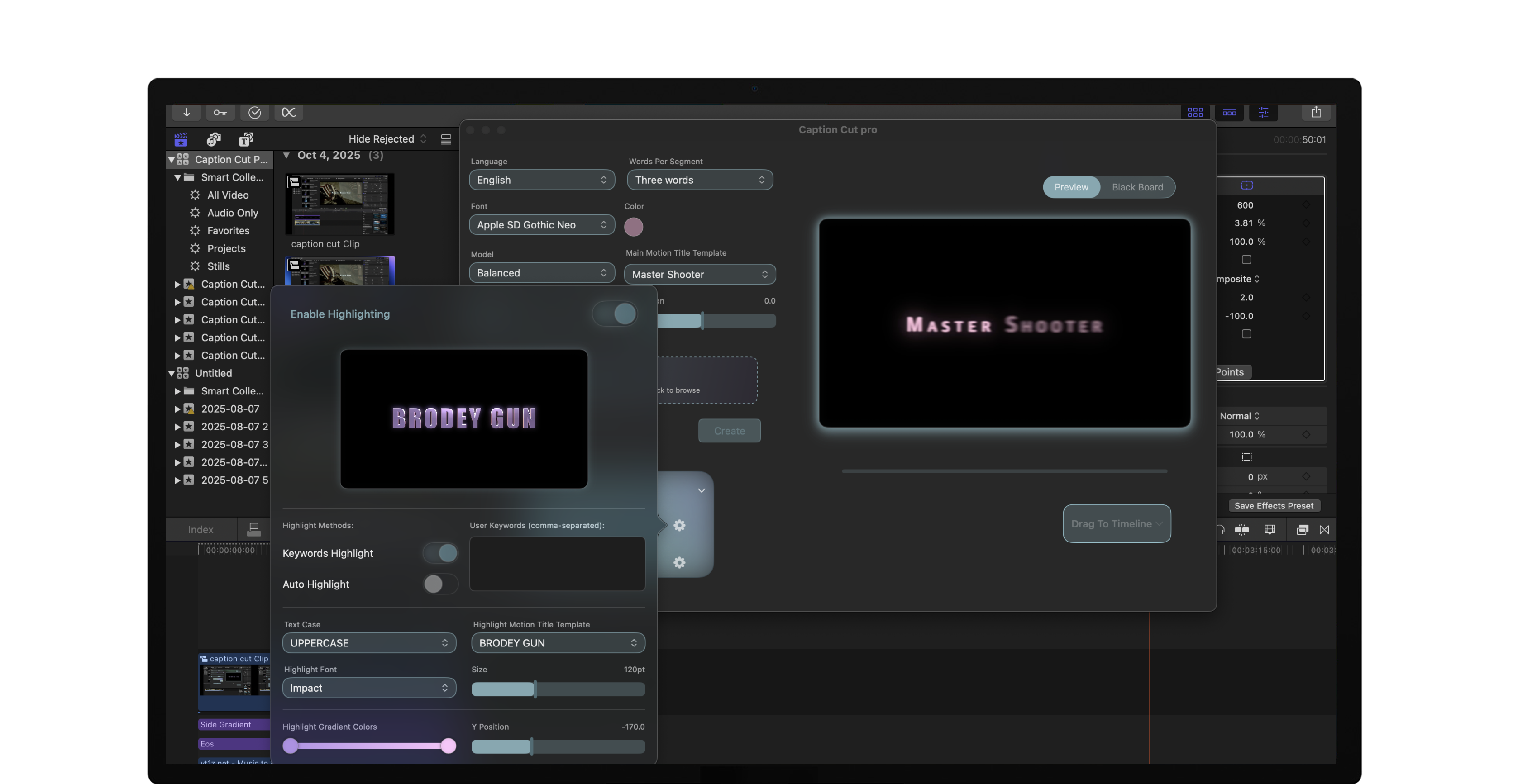 Caption Cut Pro Interface